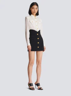 Women Balmain Flared Double Crepe Tulip Skirt