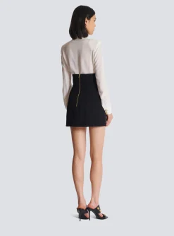 Women Balmain Flared Double Crepe Tulip Skirt