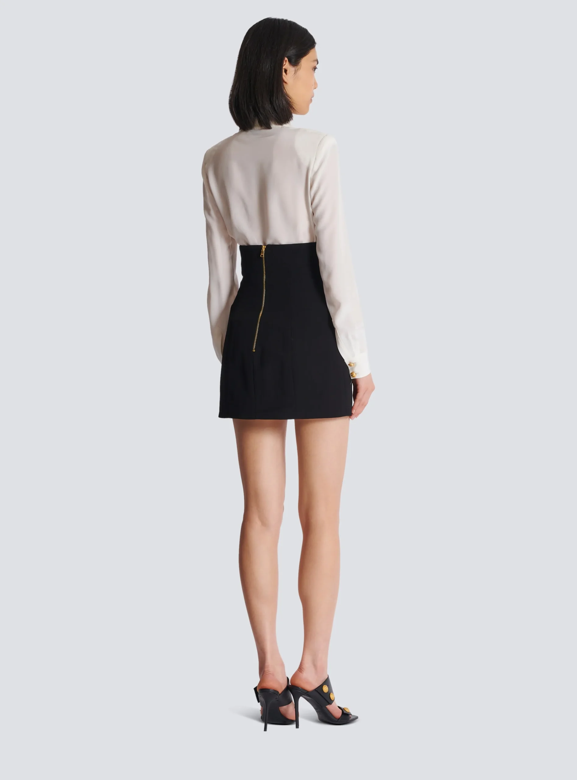 Women Balmain Flared Double Crepe Tulip Skirt
