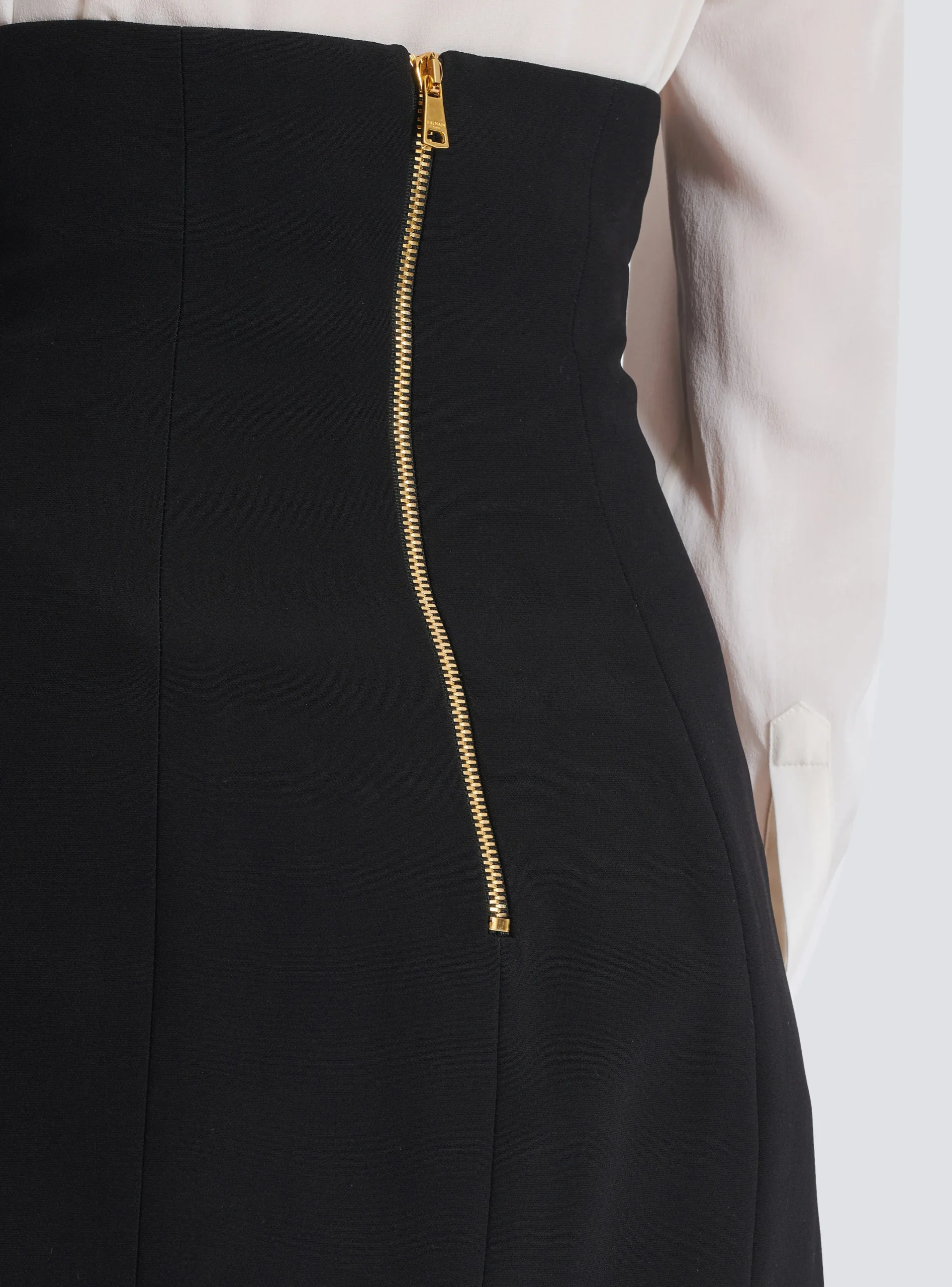 Women Balmain Flared Double Crepe Tulip Skirt