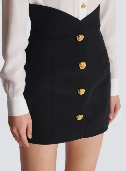 Women Balmain Flared Double Crepe Tulip Skirt
