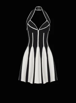 Women Balmain Flared Halterneck Knit Dress