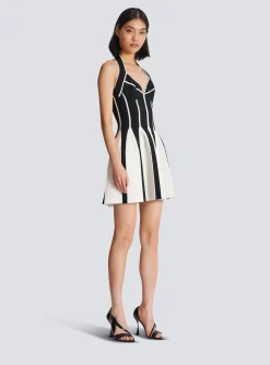 Women Balmain Flared Halterneck Knit Dress