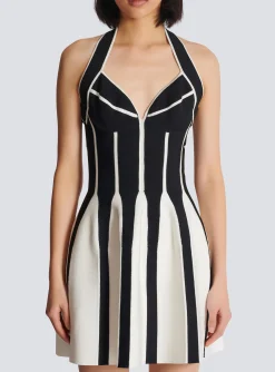 Women Balmain Flared Halterneck Knit Dress