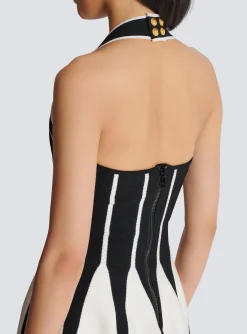 Women Balmain Flared Halterneck Knit Dress