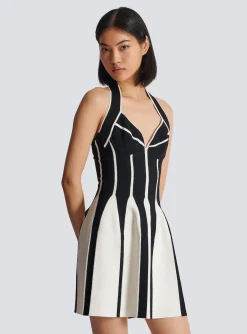 Women Balmain Flared Halterneck Knit Dress