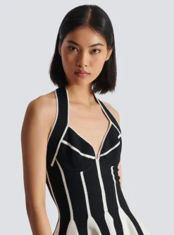Women Balmain Flared Halterneck Knit Dress