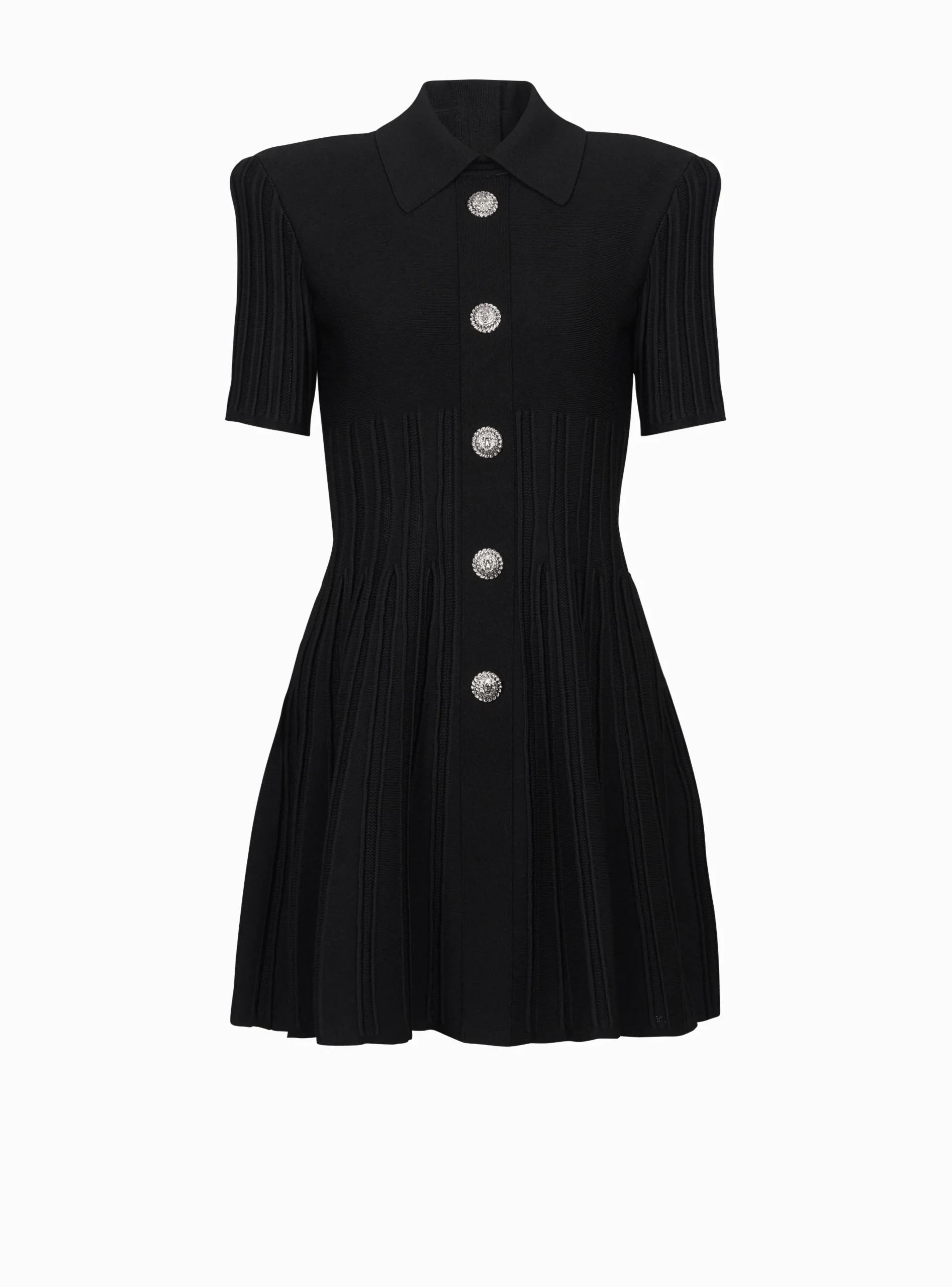 Women Balmain Flared Knit Dress With Buttons