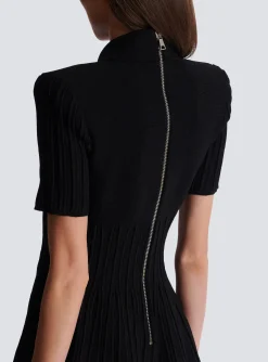 Women Balmain Flared Knit Dress With Buttons