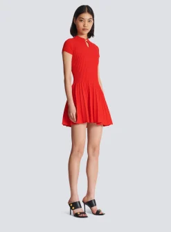 Women Balmain Fla Pleated Knit Dress