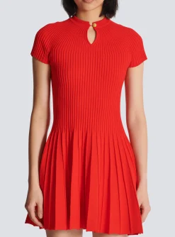 Women Balmain Fla Pleated Knit Dress