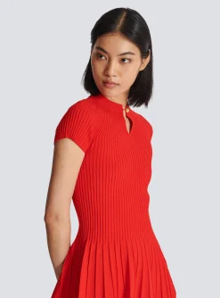 Women Balmain Fla Pleated Knit Dress