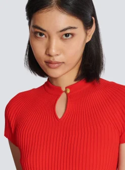 Women Balmain Fla Pleated Knit Dress
