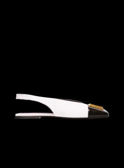 Women Balmain Flat Eden Slingbacks In Two-tone Leather