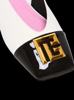 Women Balmain Flat Eden Slingbacks In Two-tone Leather