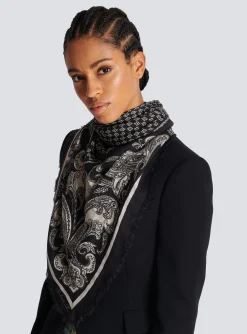 Women Balmain Floaty Scarf With Mini Monogram And Paisley Print