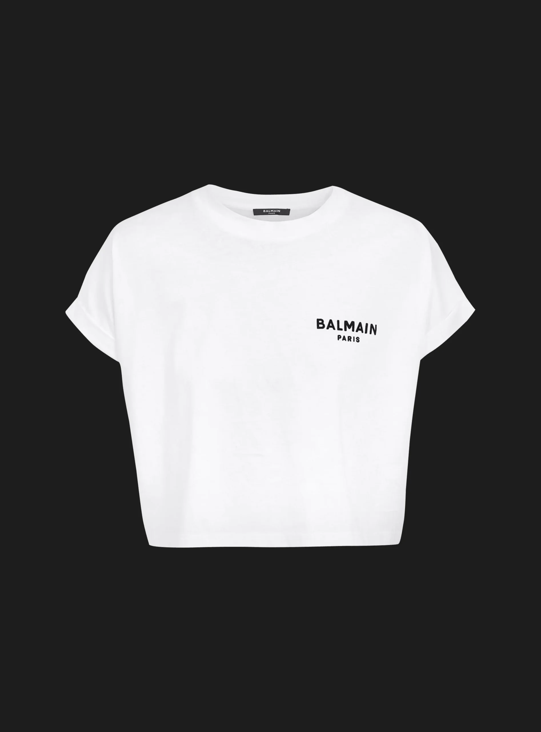 Women Balmain Flocked Paris Cropped T-Shirt
