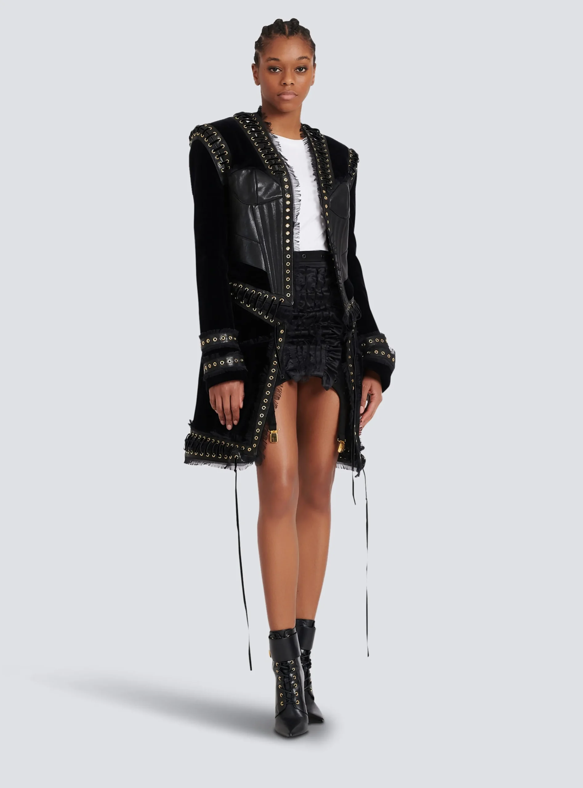 Women Balmain Flocked Paris Cropped T-Shirt