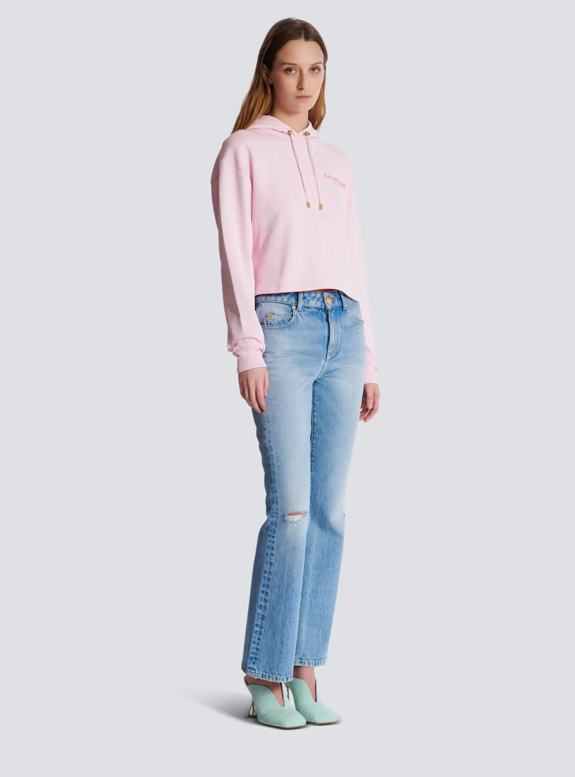 Women Balmain Flocked Paris Hoodie