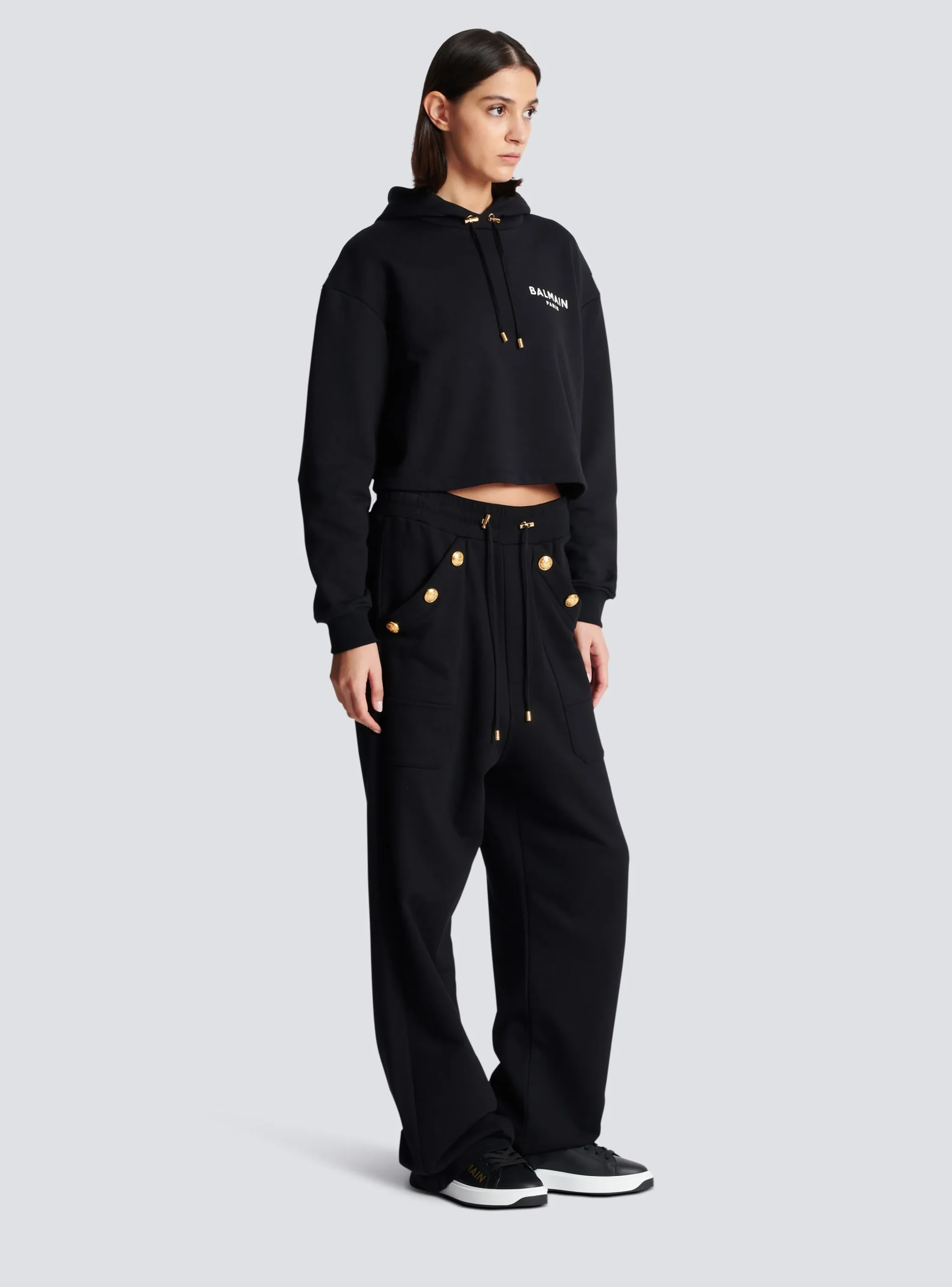 Women Balmain Flocked Paris Hoodie