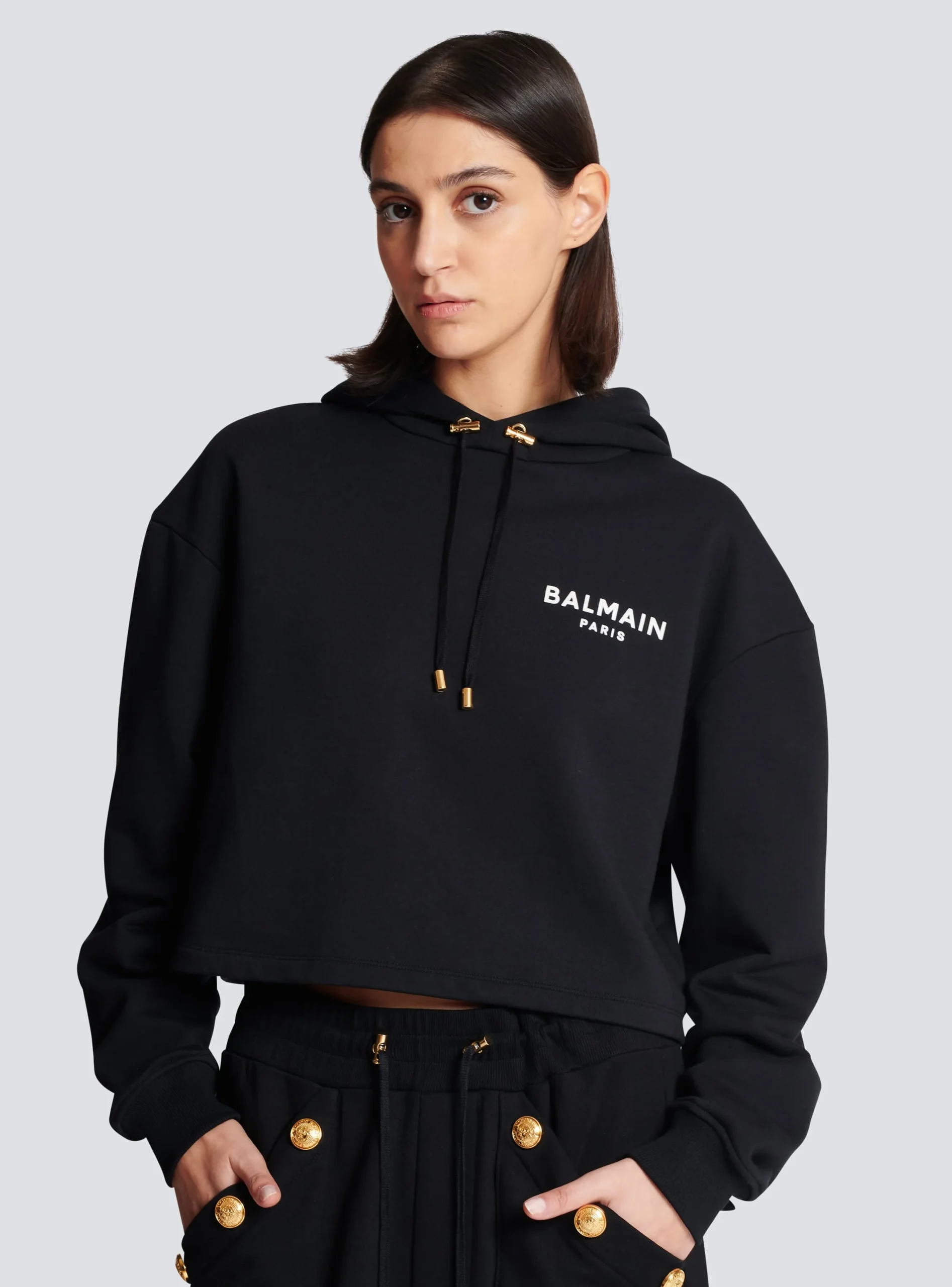 Women Balmain Flocked Paris Hoodie