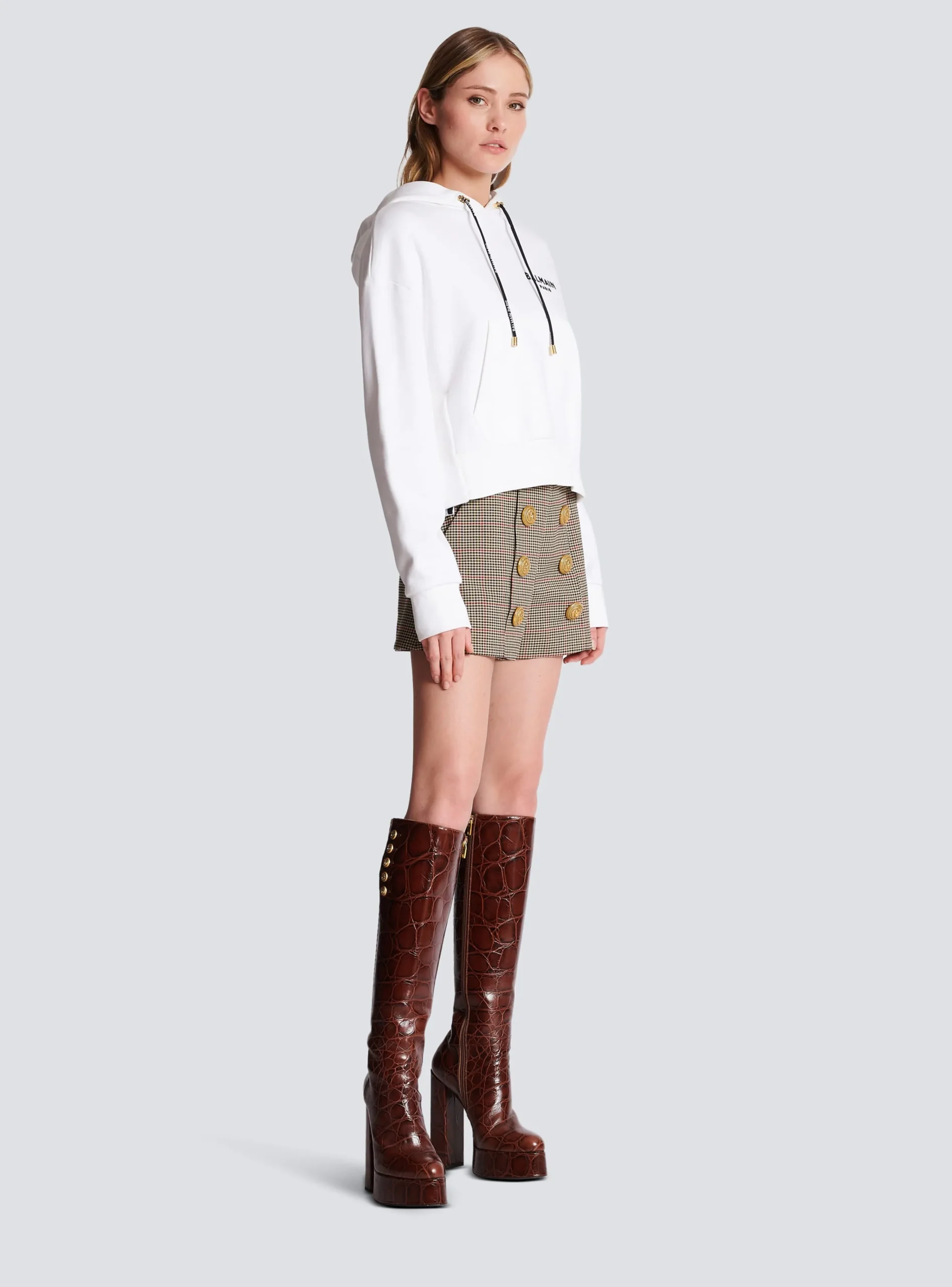 Women Balmain Flocked Paris Hoodie