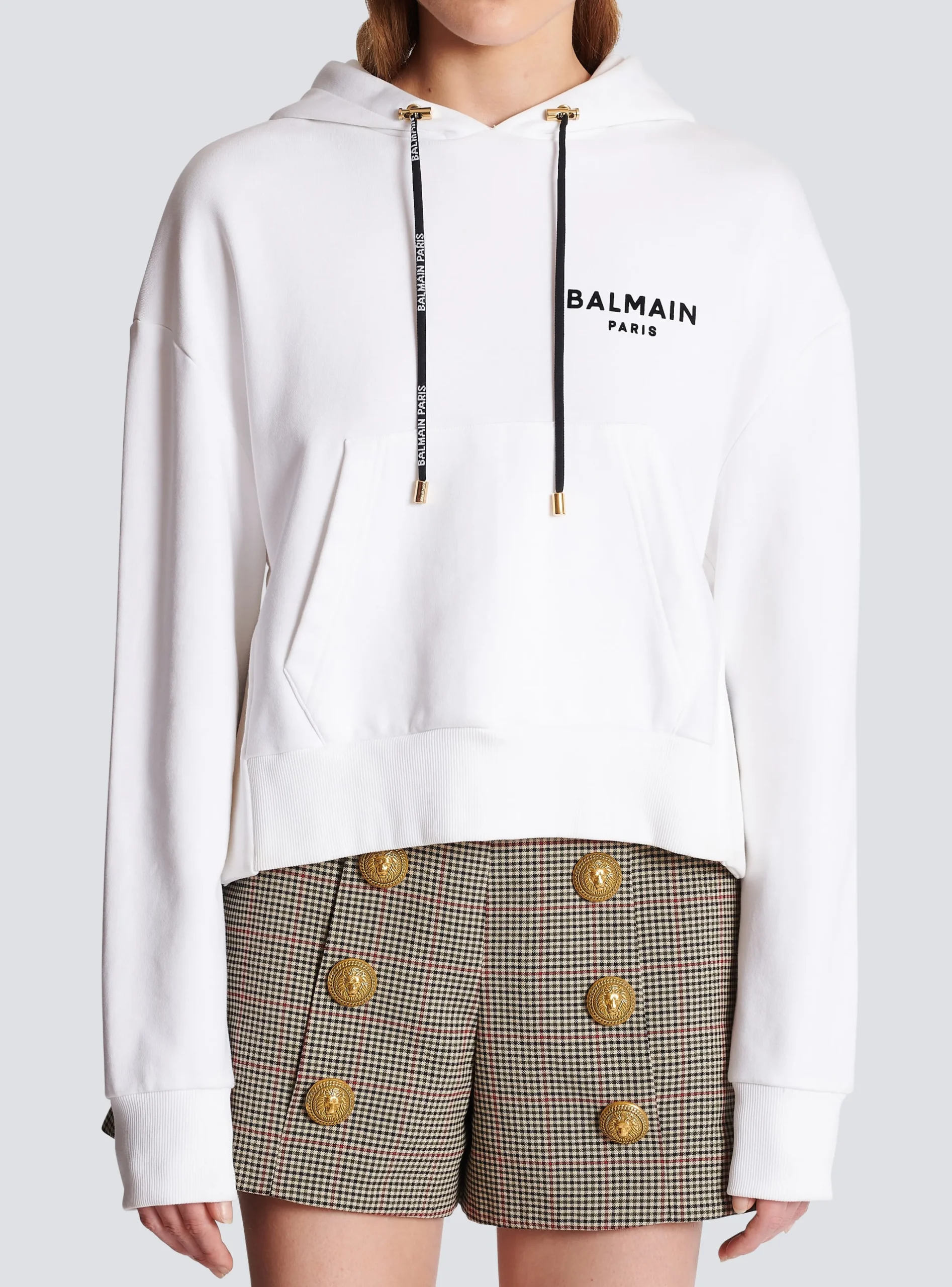 Women Balmain Flocked Paris Hoodie