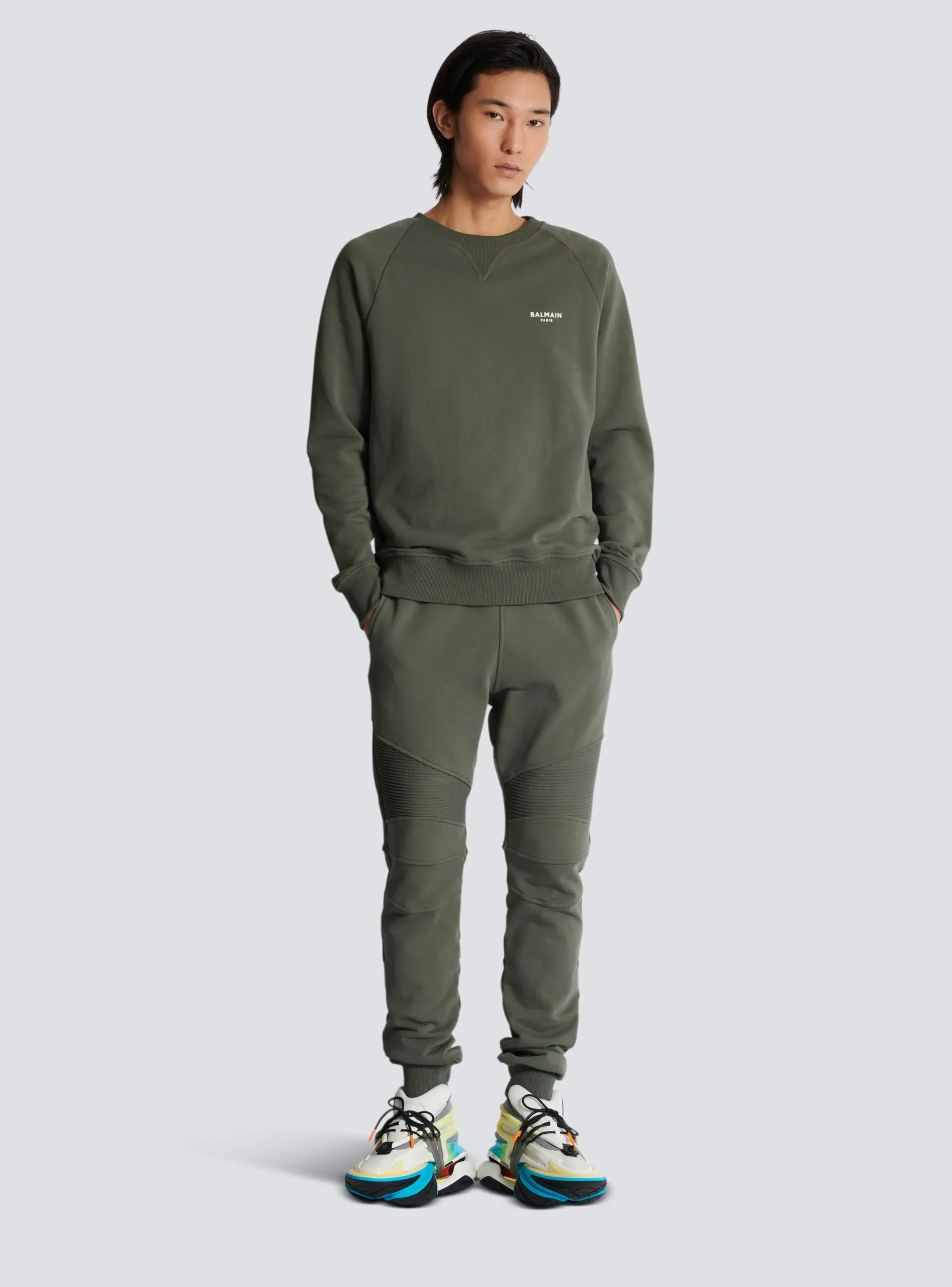 Balmain Flocked Paris Joggers