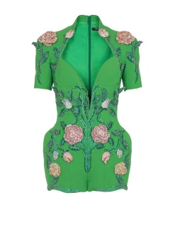 Women Balmain Flower-embroidered Playsuit