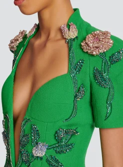 Women Balmain Flower-embroidered Playsuit