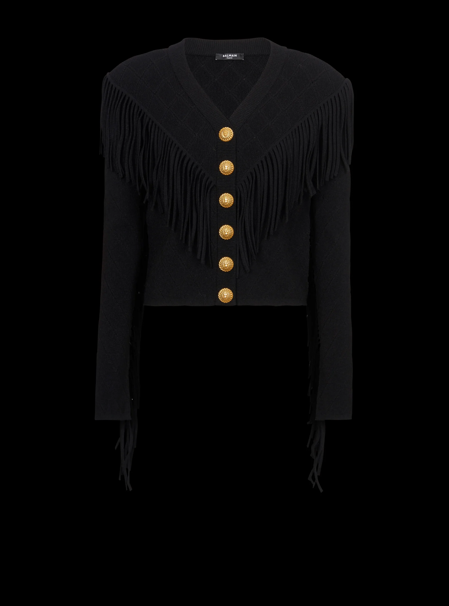 Women Balmain Fringed Fine Knit Cardigan