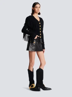 Women Balmain Fringed Fine Knit Cardigan