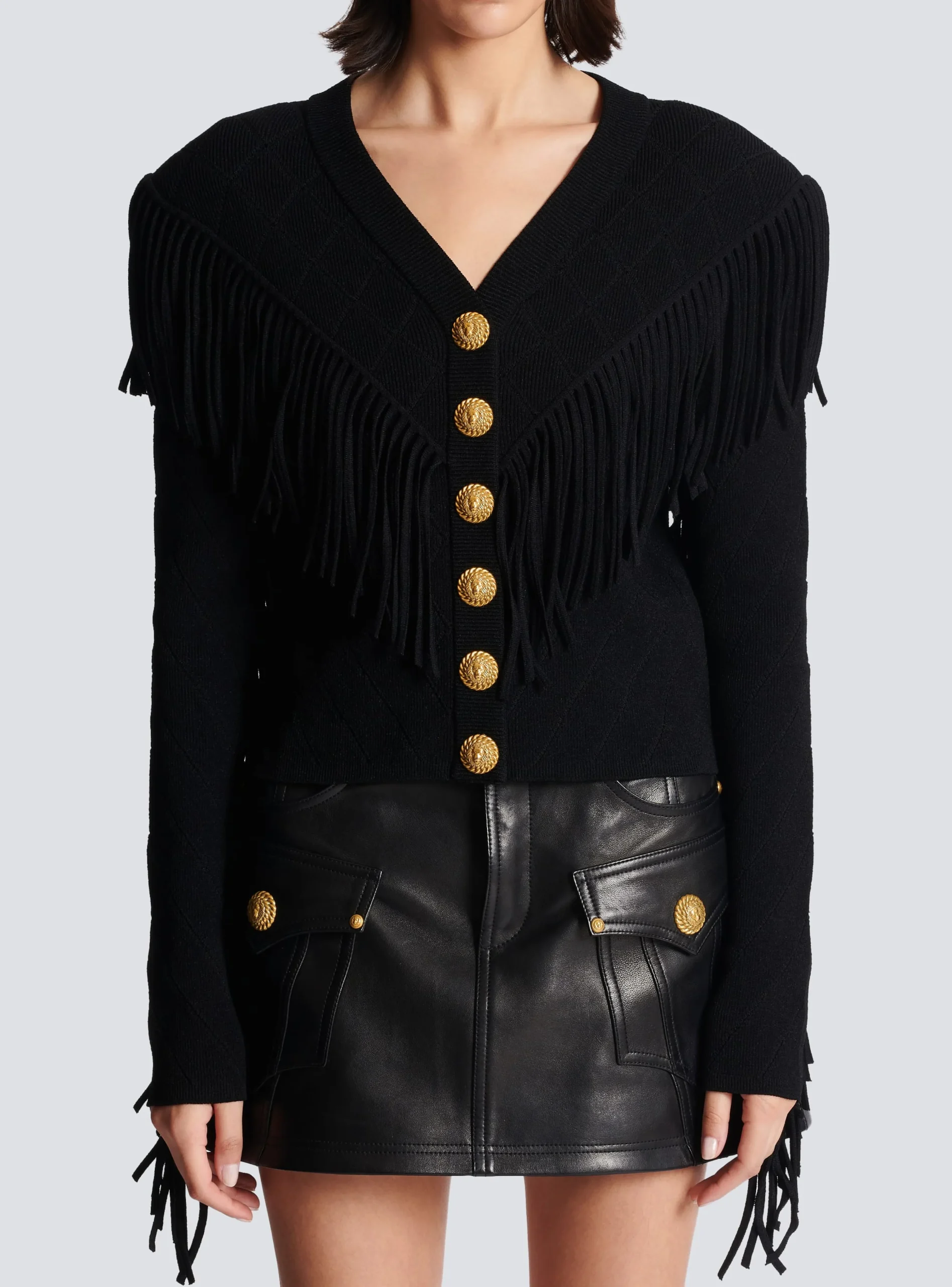 Women Balmain Fringed Fine Knit Cardigan