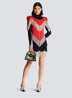 Women Balmain Fringed Knit Dress