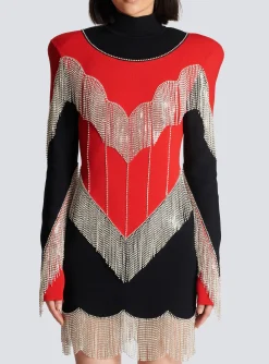 Women Balmain Fringed Knit Dress