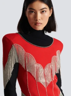 Women Balmain Fringed Knit Dress
