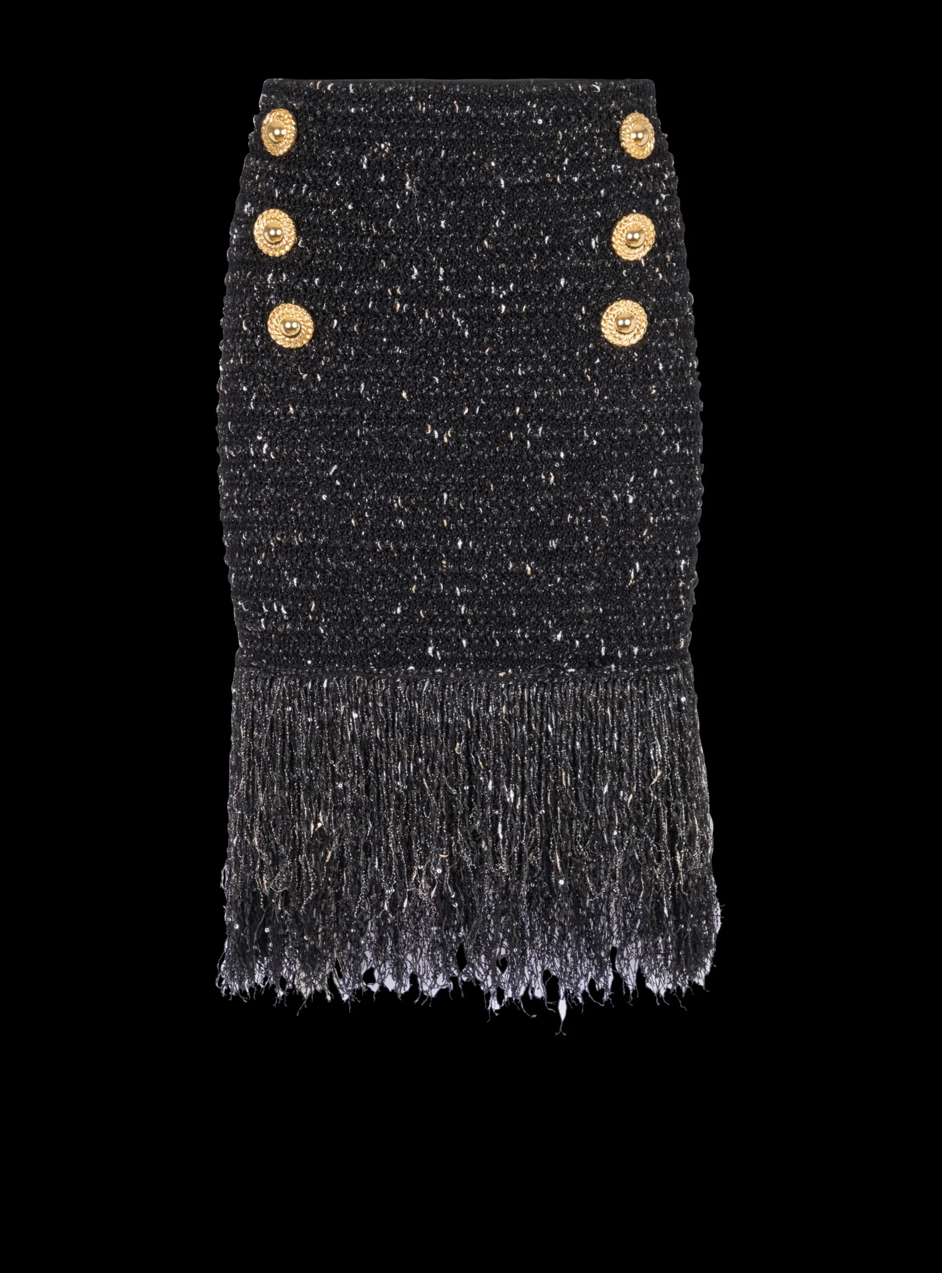 Women Balmain Fringed Lurex Tweed Skirt
