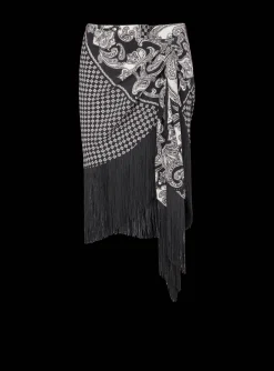 Women Balmain Fringed Silk Scarf Skirt