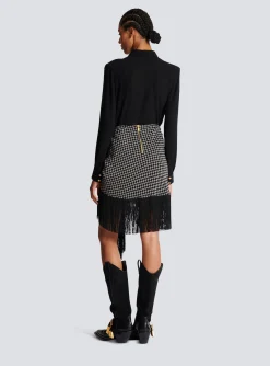 Women Balmain Fringed Silk Scarf Skirt
