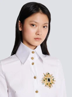 Women Balmain Geometric Brass And Crystal Brooch