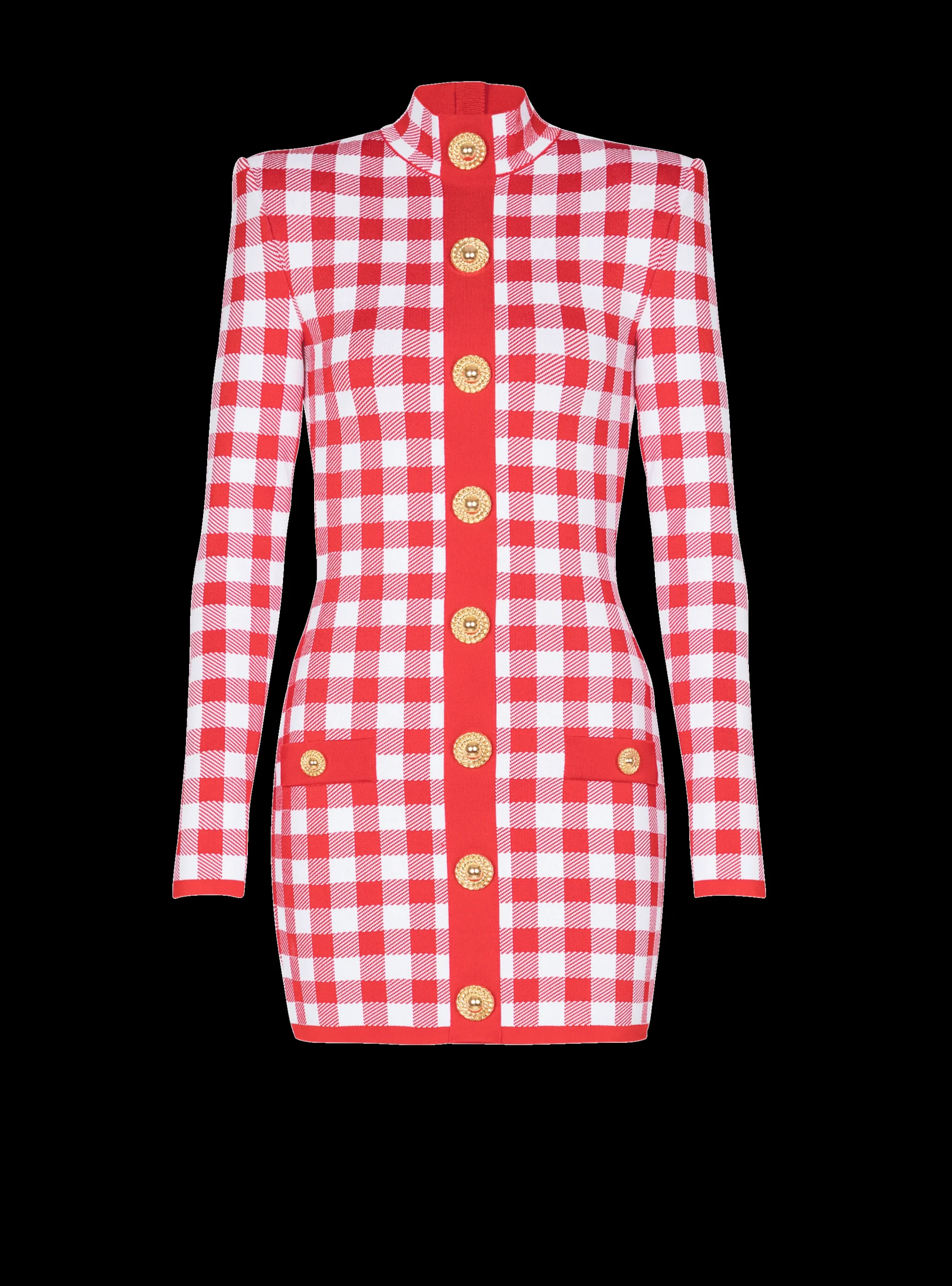 Women Balmain Gingham Fine Knit Dress