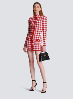 Women Balmain Gingham Fine Knit Dress
