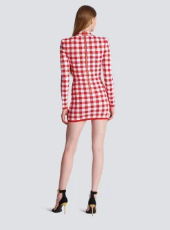 Women Balmain Gingham Fine Knit Dress