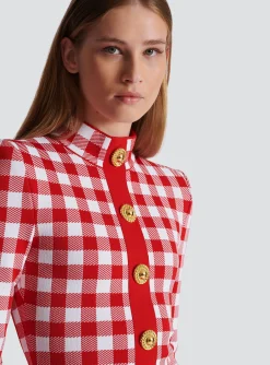 Women Balmain Gingham Fine Knit Dress