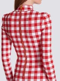 Women Balmain Gingham Fine Knit Dress