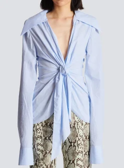 Women Balmain Gingham Tie Shirt