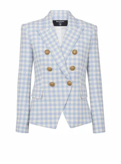 Women Balmain Gingham Tweed 6-button Jacket