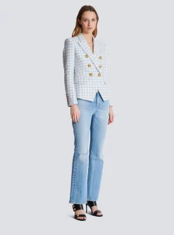 Women Balmain Gingham Tweed 6-button Jacket