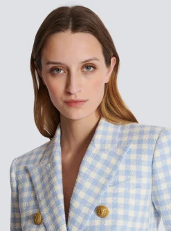 Women Balmain Gingham Tweed 6-button Jacket