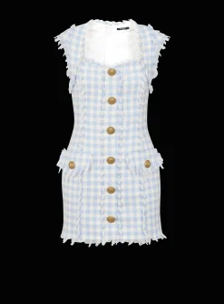 Women Balmain Gingham Tweed Dress